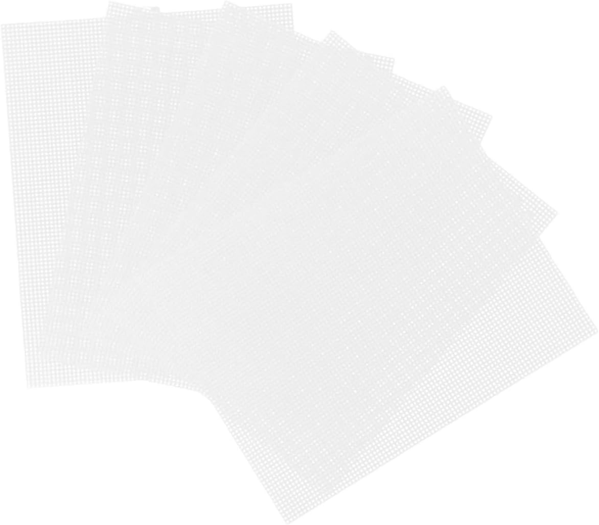 Hohopeti 5pcs Stiff Plastic Mesh Canvas Sheets for Cross-Stitch Crochet and Crafting Grid for Easy and Embroidery Projects