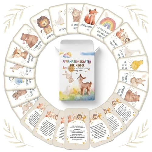 CUNGLIN 40 Affirmationskarten Kinder | Achtsamkeitskarten zur emotionalen Entwicklung & Stärkung des Selbstvertrauens – Geschenk für Kindergarten, Schulstart & Alltag