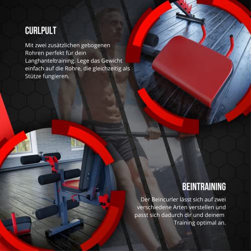 K-Sport Trainingsset: Hantelbank + Curlpult + Beincurler I Fitnessbank für Kurz- & Langhanteltraining I Kraftstation zum… – Bild 5