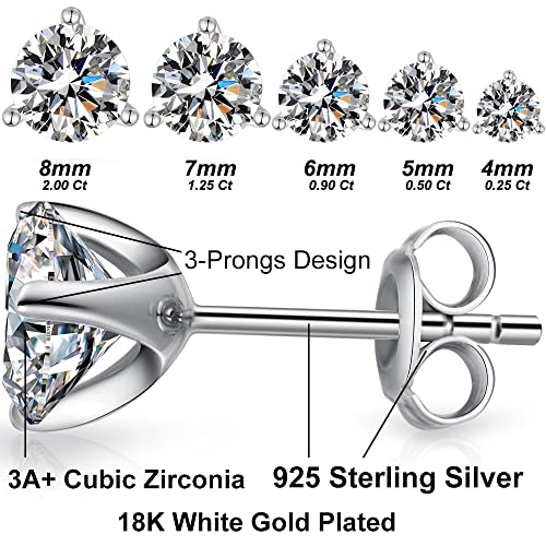 Men Earrings Studs Fake Diamond Earring 6mm Cubic Zirconia Earrings Fake Diamond Stud 18K White Gold Plated Cubic Zirconia Studs by jiamiaoi - Image 7