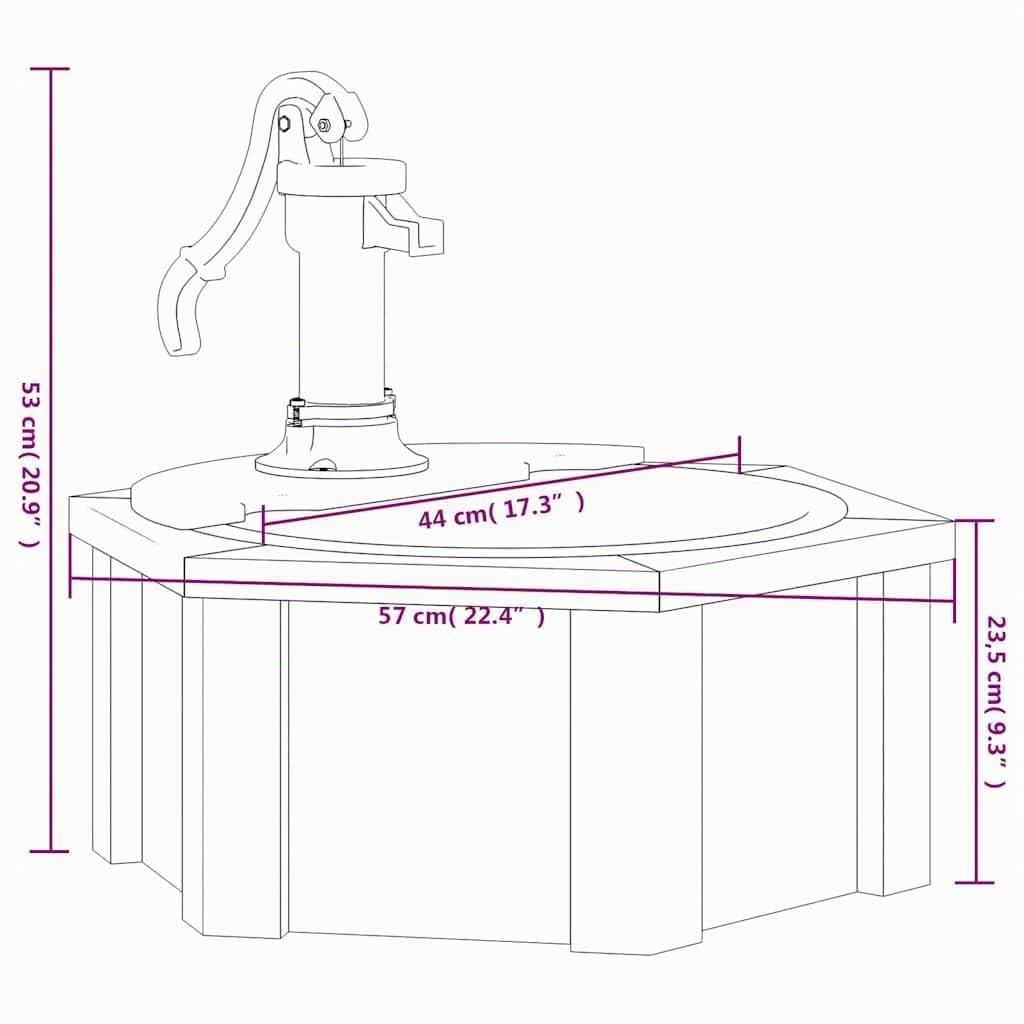 vidaXL Fontaine à Eau avec Pompe 57x57x53 cm Bois de Sapin Massif