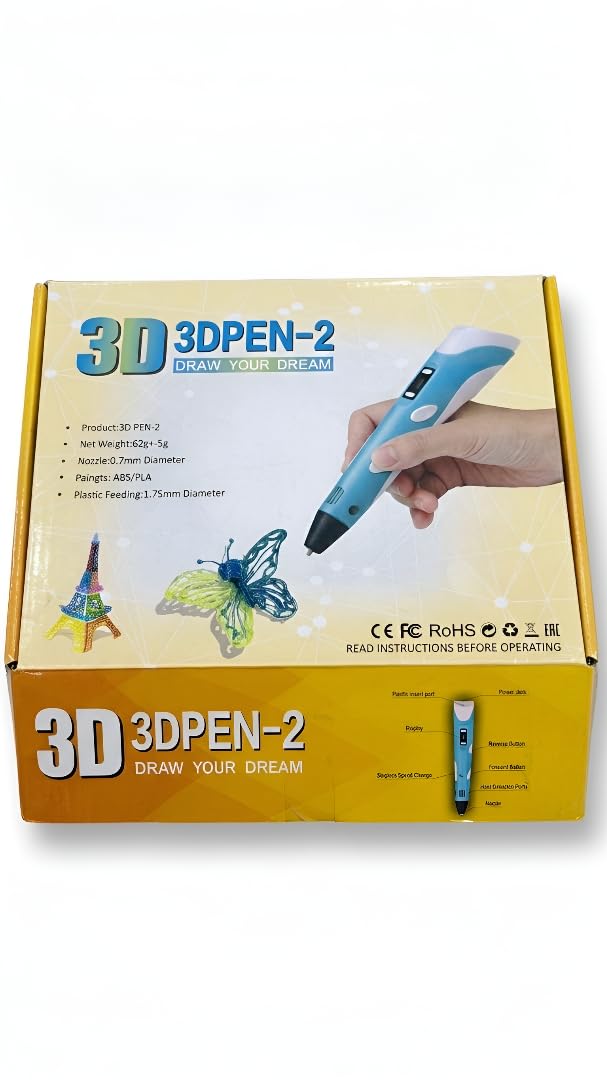 3D Pen-2 3D Printing Pen for Kids & Adults | DIY 3D Drawing Pen | Compatible with 1.75mm PLA/ABS Filament | 0.7mm Nozzle | Creative Arts, Crafts & Educational Toy | 0.7mm Nozzle, 1.75mm Filament, DIY Arts & Crafts, Educational Toy, Stepless Speed Control-image-6