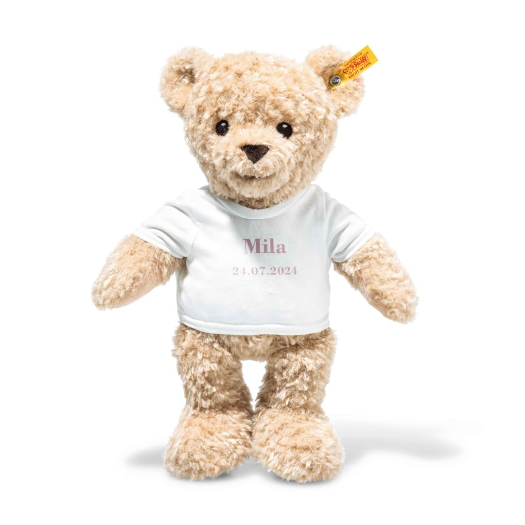 Steiff Peluche Orsacchiotto per la nascita, dolce animale di stoffa per bambini, bambine e neonati da 0 mesi, pupazzo di 32 cm, beige, 242748