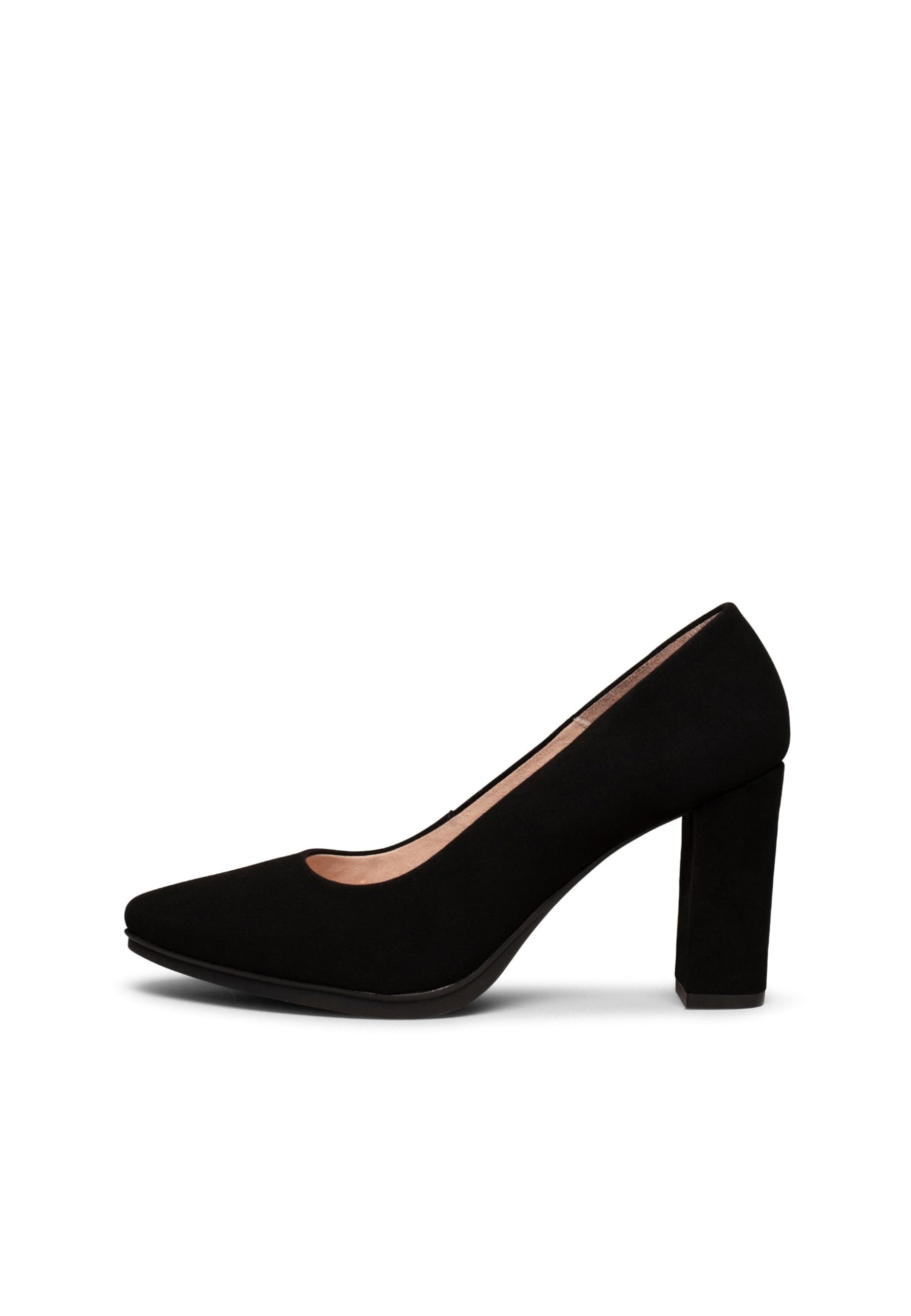 miMaO. Zapatos de tacón Ancho para Mujer en Piel de Ante y Plantilla de Gel. Fabricado y Diseñado en España