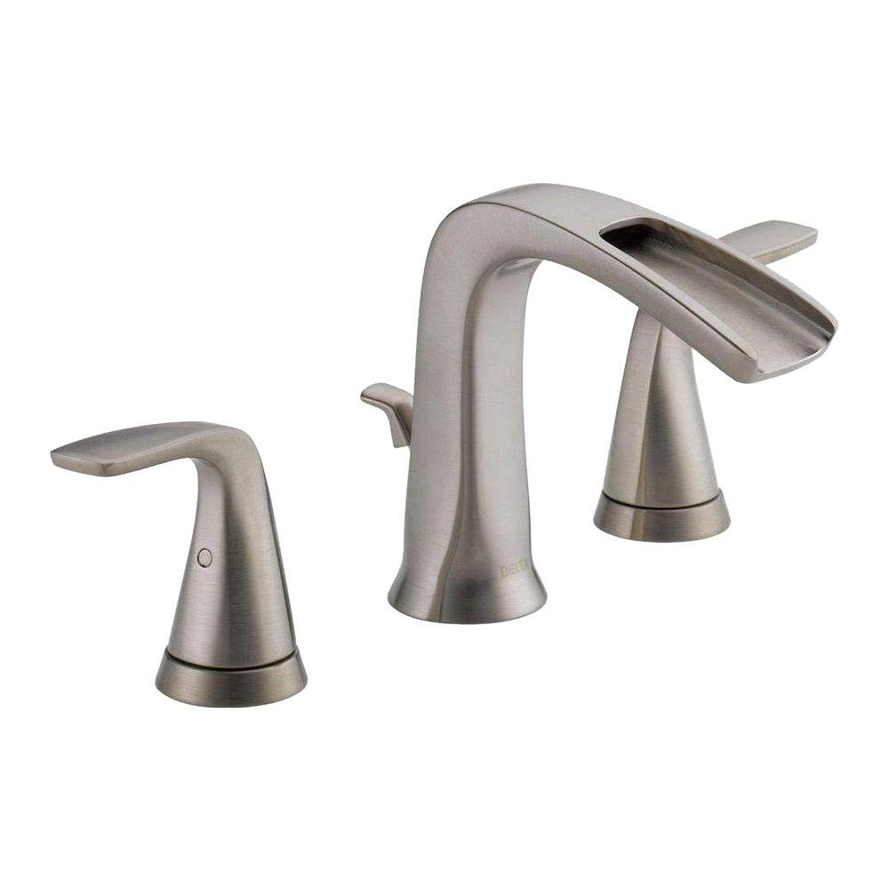 Delta Faucet Tulva Widespread Waterfall Bathroom Faucet Brushed Nickel ...