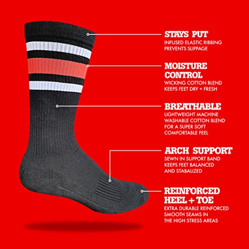 Old Bones Therapy | OBT Performance Crew Socks with Classic Stripes | Perfect for Skateboarding and BMX Snowboarding2