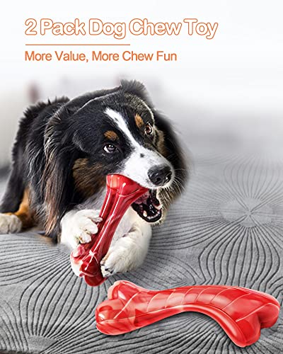 GEE BON 2 Pack Durable Dog Chew Toys for Aggressive Chewers, Indestructible Hard Dog Toys for Large Dogs, Nylon Dog Teething Toys, Tough Dog Bone Toy with Bacon Beef Flavor for Medium and Large Breed