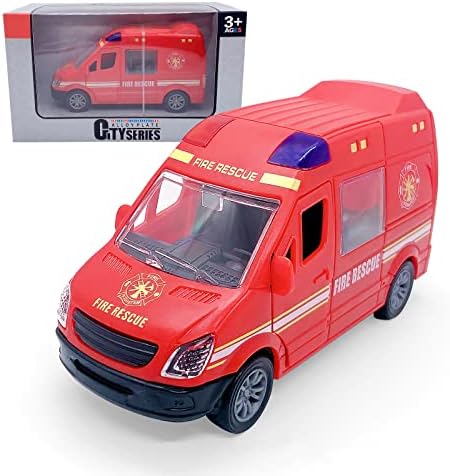 Wikineon Garbage Truck, Police Car Ambulance Toy, Toy Food Truck, Kids Toys Cars,Toddler Toys, Green Toys as Your Little One's Garbage Truck Toys Police Car Toy Food Van Collection Age 3+, Red Color