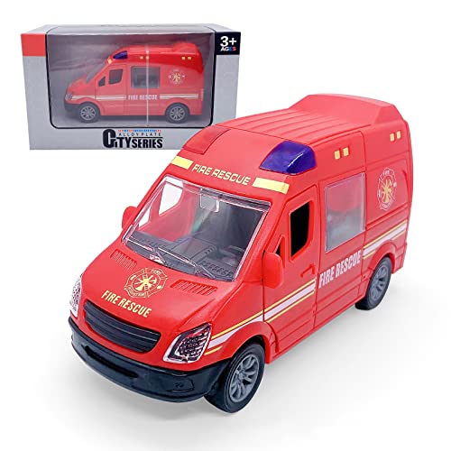 Wikineon Garbage Truck, Police Car Ambulance Toy, Toy Food Truck, Kids Toys Cars,Toddler Toys, Green Toys As Your Little One's Garbage Truck Toys Police Car Toy Food Van Collection Age 3+, Red Color #TOP12