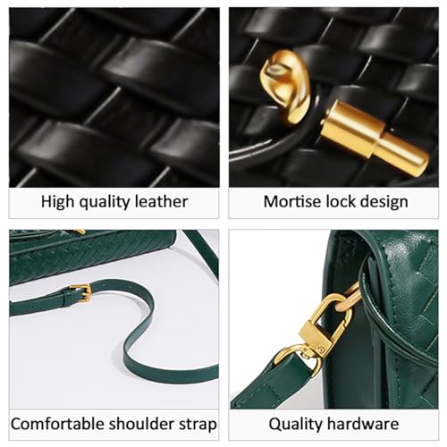 Image of JYG Woven Handbag for Women Fashion Evening Shoulder Bag PU Leather Handmade Clutch Purse Casual Crossbody Bags