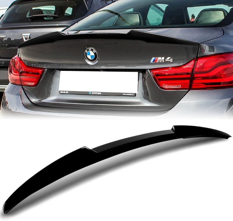 Stay Tuned W-Power ABS Material V-Style Rear Trunk Lid Duckbill Spoiler Wing Compatible with BMW (F82) M4 2015-2020, Exterior Accessories, Auto Body Kit Replacement Parts (Matt Black)