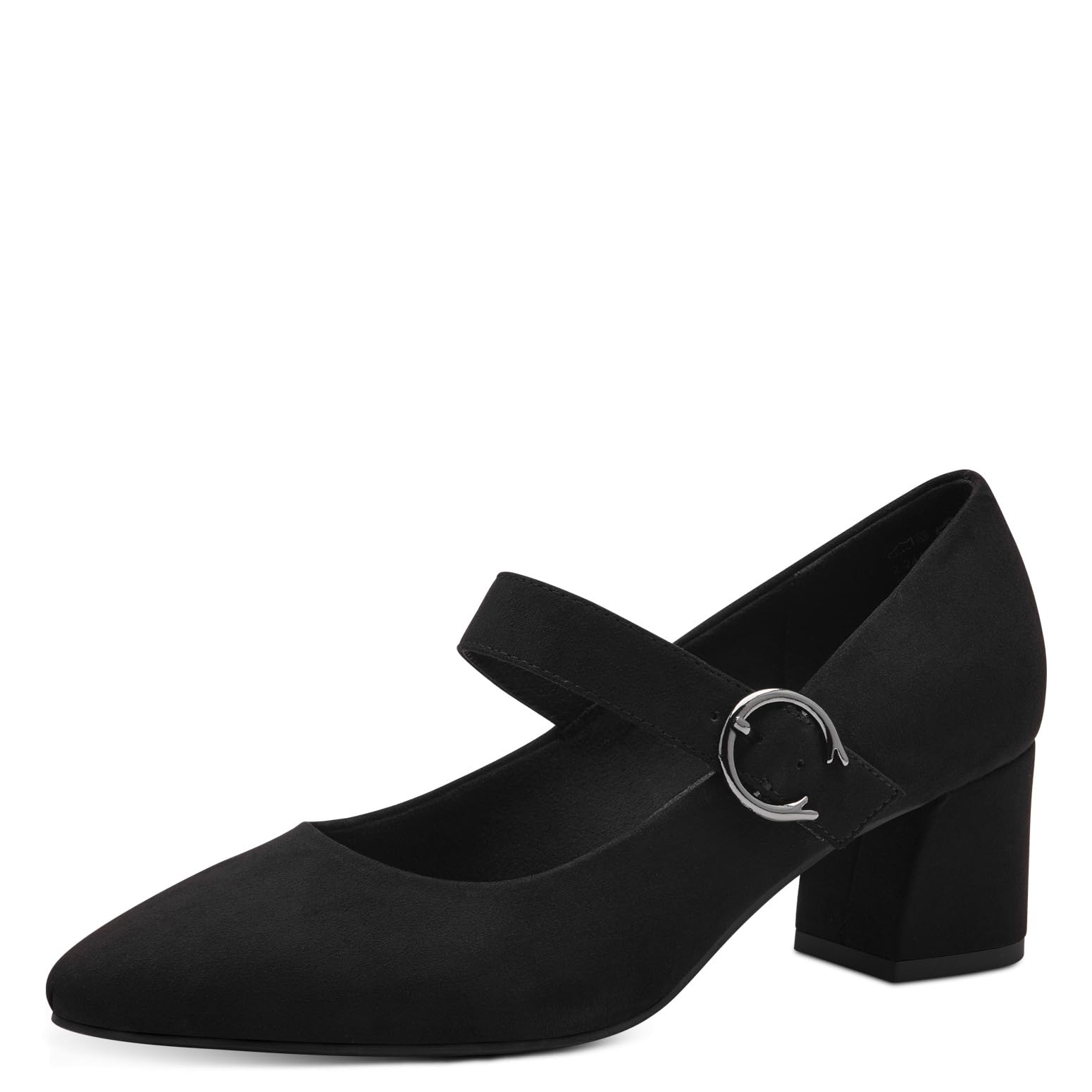 MARCO TOZZI Women's Pointed Toe Block Heel Strappy Court Shoes, Black, 5 UK