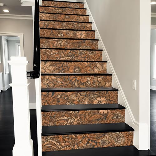 REDAMANCY Vintage Brown Retro Geometrical Floral Boho Baroque Peel and