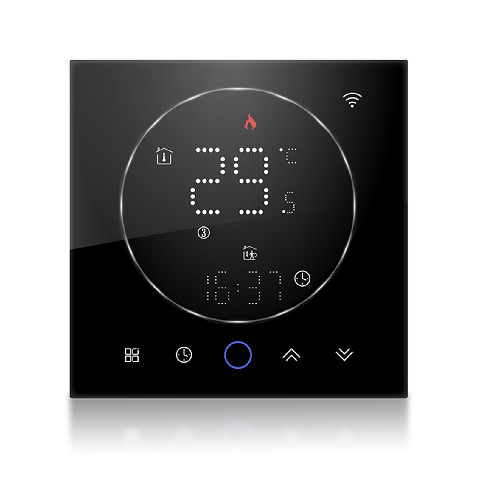 Termostato doméstico inteligente Mavaol, termostato programable con pantalla táctil a Color para calefacción de caldera AC95-240V (Black)