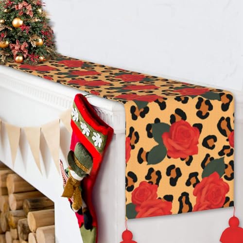 Chemin de table de Noël avec pompon léopard idéal pour offrir ou décorer sa table - 7