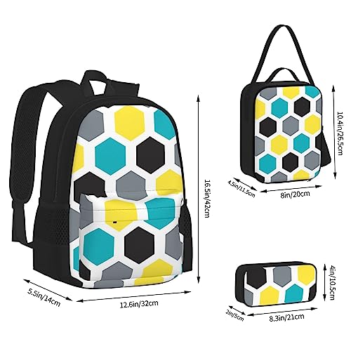 Sac à dos imprimé octogonal noir avec kit lunch box pour le bureau