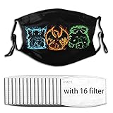 Charmander Squirtle Bulbasaur Evolution Reusable Mouth Mask Comfort Adjustable Face Cover for...