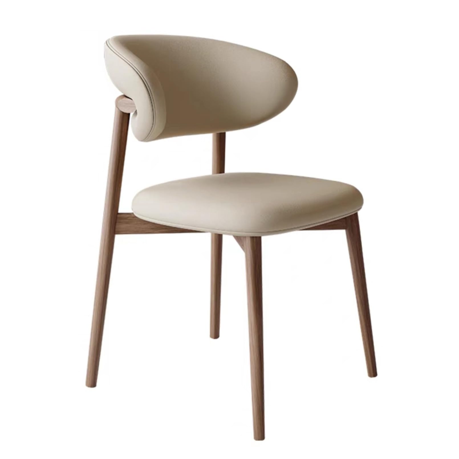 Chaise de salle à manger en cuir PU beige et bois noble de salon