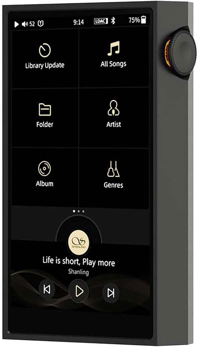 SHANLING M5 Ultra Protable Music Player,Pure Sound Audio Player,AK4191EQ+AK4499EX DAC, 768 kHz/32bit, DSD512,1100mW@32Ω Output,MTouch 4.0 OS,WiFi DLNA AirPlay,Bluetooth5.2,4.7-in Screen (Black)