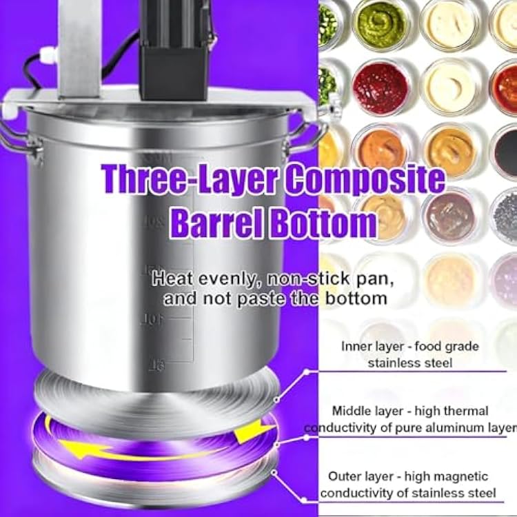 Automatic Food Mixer,Stainless Steel Jam Automatic Stirrer, 4-Blade Scraping Commercial Automatic Stir for Making Jam, Chili Sauce, Beverage and Porridge 85L
