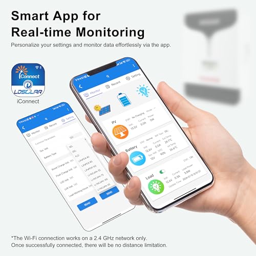 60A Solarladeregler+WIFI Adapter, 12V/24V/48V Automatik Maximum PV 150V ,99% Ladeeffizienz MPPT Solarladeregler für Gel Sealed Immersion AGM und Lithium Ion Batterien