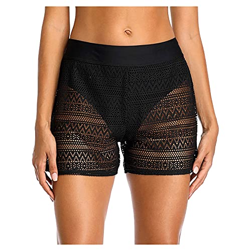 aijofi Badeshorts Damen High Waist Badehose Badeanzug Badebekleidung Baden Spitze Strandshorts Schwimmshorts Hose Beach Shorts Cover