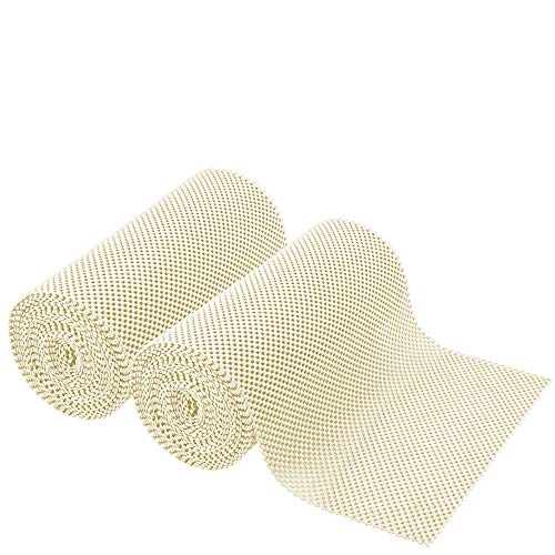 SteadMax Shelf Liner - 12 in X 20 ft - Non Slip Grip Liner for Kitchen Shelves, Drawer, Cabinet, Pantry, Non Adhesive Nonslip Soft Rubber Cushion Shelf Lining Roll, White (2 Pack)