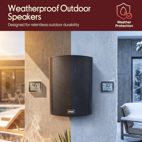 Image of Pyle Wall Mount Waterproof Bluetooth Speaker System -Indoor /Outdoor Audio Pair with Built-in Digital Amplifier,Weather-Resistant Housing,High-Power Sound,Easy Installation(Black), 6.5 Inch(Pack of 2)