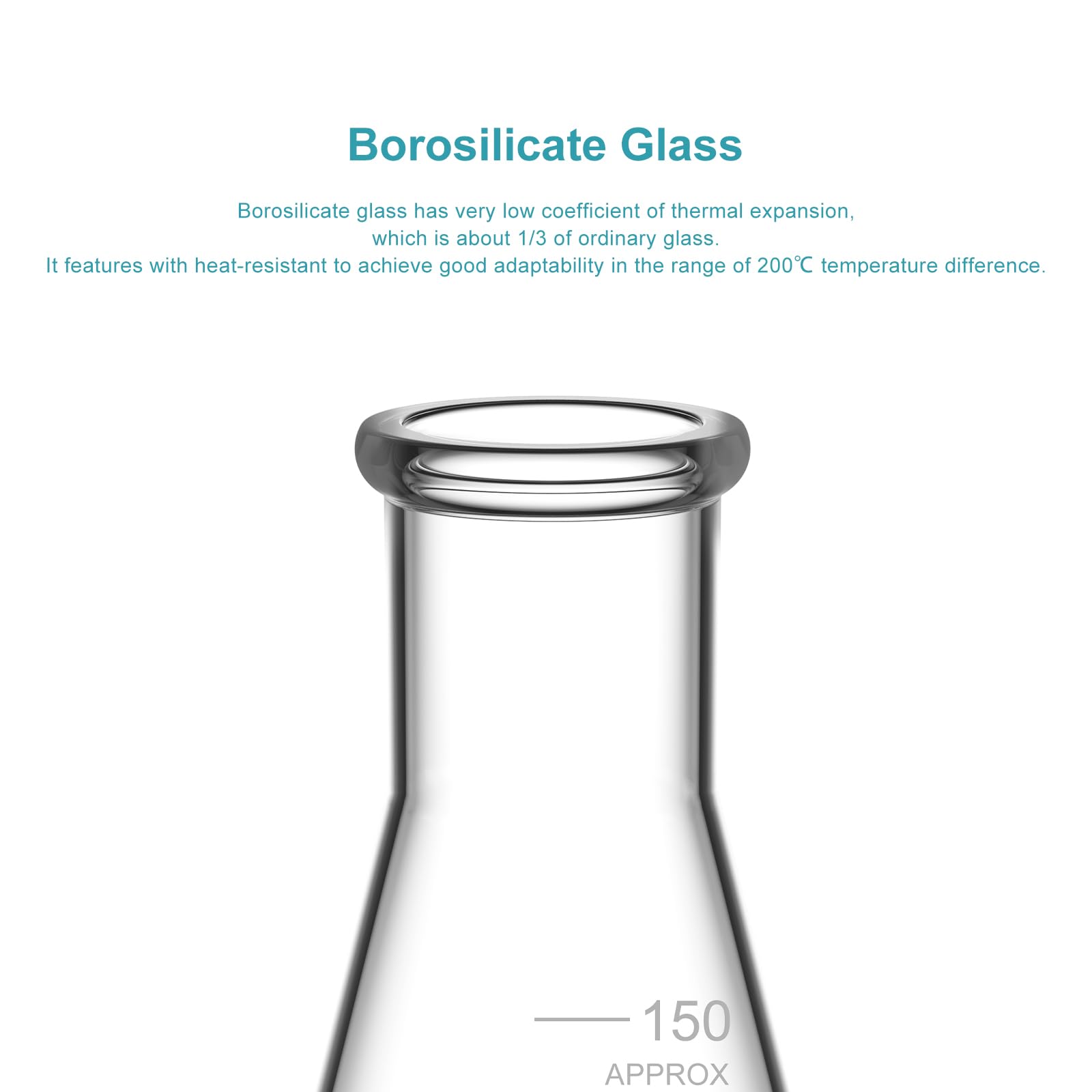 stonylab 1-paczka 150 ml kolba szklana, Erlenmeyer Heavy Wall Tight Flask z mocną krawędzią (150 ml)