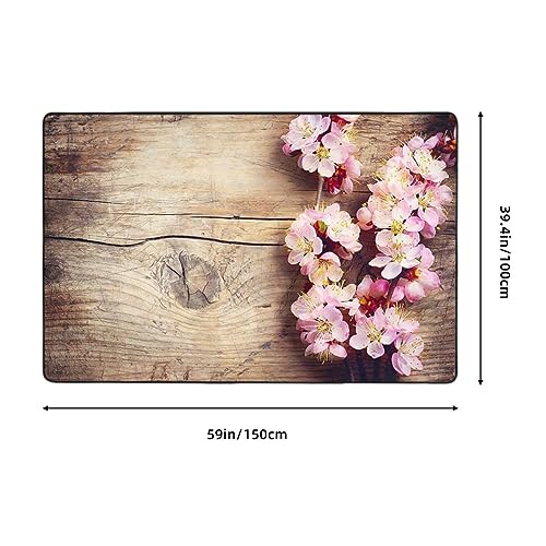 Tapis de chambre doux imprimé fleur de printemps lavable et résistant