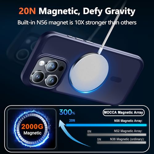 Image of MOCCA Magnetic Shockproof for iPhone 15 Pro Case,Deep Blue | 13ft Drop Tested | Compatible with MagSafe | Anti-Slip Matte Finish | Raised Camera & Screen Lip | Ultra-Slim Design
