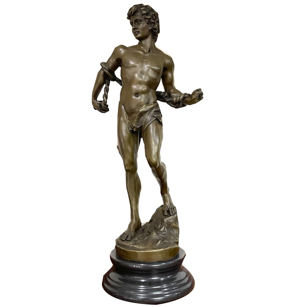 LONDAEE Escultura de bronce de David, estatua de bronce, adorno para decoración del hogar