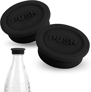 2pcs Sodastream Glass Bottle Lid, Silicone Soda Cap, Reusable Drink Bottle Sealing Cap (Black)