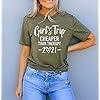 Girls Trip Cheaper Than Therapy 2021 Shirts for Women Girls Trip T Shirt Funny Letters Print Shirt Tees (Army Green, X-Large)