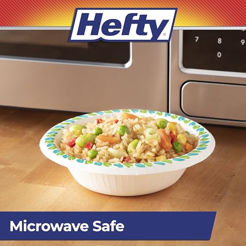 Hefty Compostable Paper Bowls, 12 oz, 30 Count, Patterned Disposable Bowls for BBQs, Parties, Holidays, Potlucks, and Everyday Use, Soak-Resistant, Made with Plant-Based Materials, Microwave Safe - image 5