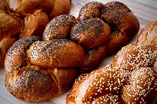 ChallahGram 3-PACK Kosher POPPY SEED Challah Bread-15 Ounce Traditional Braided Challah - POPPY SEED | Fresh & Delicious | Shabbat Challah Breads Great for your Holiday or Shabbat Table | 2-3 Day Shipping [ 3 Challah Breads Per Pack] (Long Braided Challah Bread) Happy Brooklyn Challah: THREE Challah Package