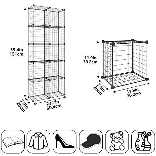 Dttwacoyh Bookcase Cube Modular Storage Shelves, Modern Simple Combination Bookshelf,Multi-Use Diy Wire Grids Folding Storage Organizer For Books, Toys, Clothes, Tools,Black,Double Row 5 Floors #TOP3