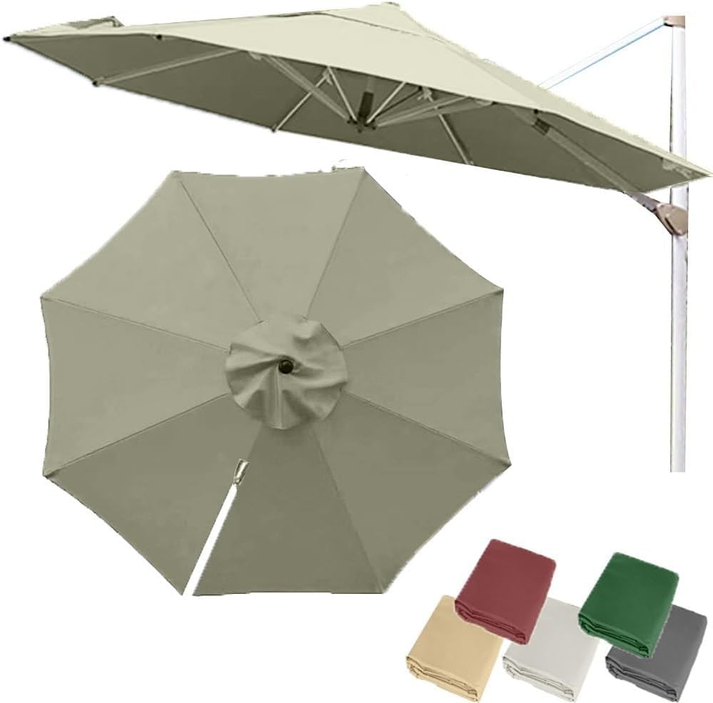 10ft Round Offset Umbrella Canopy Replacement Top, 8 Rib Cantilever Parasol Cover, Uv Protection Patio Umbrella Canopy Fabric For Outdoor Garden, Yard & Pool Taupe Single top-3.5m(11.5ft)