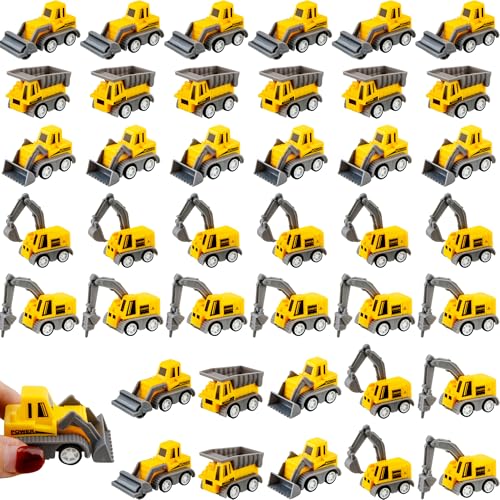 Restroma 40 Pieces Mini Construction Vehicles Bulk Pull Back Construction Trucks Engineering Vehicles Small Construction Toys for Kids Construction Party Favors (Color Style 1)