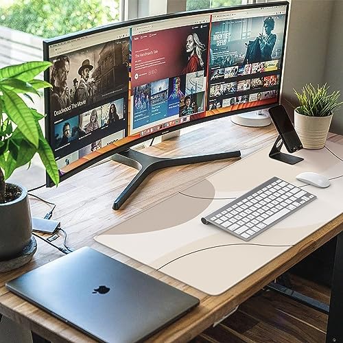 Image of iCasso Extended Gaming Mouse Pad (35.4x15.7 in), Large Stable Rubber Base Mousepad with Stitched Edges, Keyboard Mouse Mat Desk Pad for Work, Game, Office, Home-Brown Art Modern