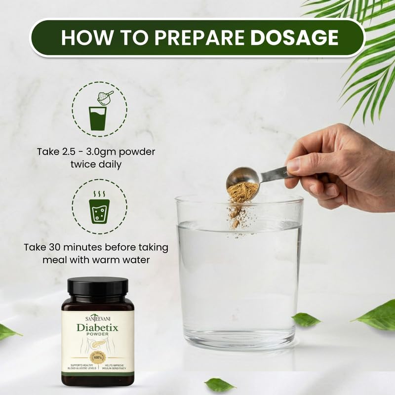 Image of DIABETIX POWDER Blood Sugar Support Powder Natural Glucose Management & Energy Booster | 100% Herbal Formula for Daily Wellness pack of 2