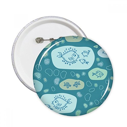 Pins bouton poisson bleu XL vêtement décoration badge abstrait multicolore 5pcs