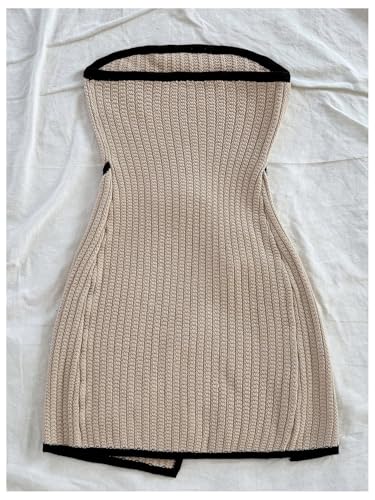 Image of MakeMeChic Women's Knitted Strapless Sweater Dress | Wrap Tie Front, Party, Mini, Tube