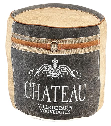 Kobolo Sitzpouf rund Pouf Sitzwüfel Hocker - Chateau - aus Canvas - mit...