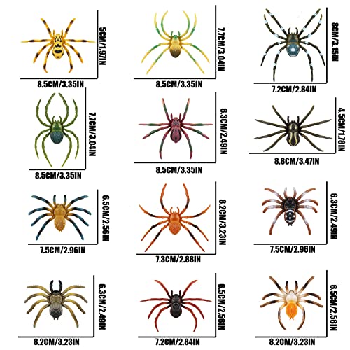 Flormoon Spider Toys 12 Pcs Realistic Spider Figures Colorful Tarantula Figurines For Halloween Decor, Early Educational Toy, Birthday Party, Cake Topper For Kids #TOP1