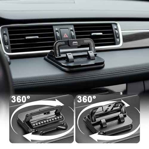 Image of STHIRA 2 in 1 Car Phone Holder 360 Degree Rotation, Car Navigation Dashboard Mount Adjustable, Anti-Slip Desk Phone Stand Compatible with iPhone, Samsung, Android Smartphones, GPS Devices and More