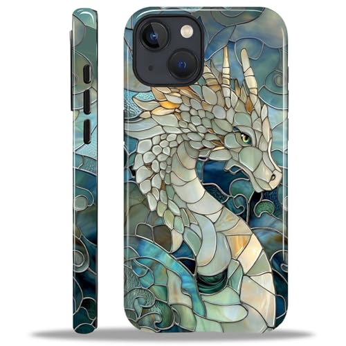 NONMY Magnetic for iPhone 15 Plus Case [Compatible with Magsafe] 2 in 1 Dual Layer Hard Shell Silicone Shockproof Cover,X Stained Glass Dragon