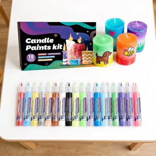 Kit de pintura para velas con plumas de 18 colores: herramientas de arte DIY 3