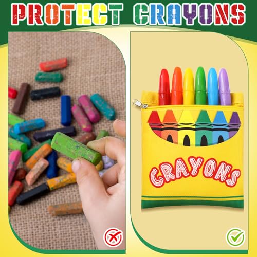 Image of MotiMind 6 Pcs Small Crayon Box Pouch with Zipper Crayon Self Seal Gift Bags Kindergarten Class Storage Organizer Reusable Travel Pencil Case Container for Kids Toddler Back to School Supplies