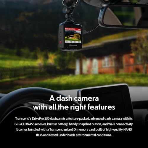 Image of Transcend Dash Cam Front, 2K QHD 1440P Car Camera, 140 Wide-Angle, with Handy Snapshot Button /G-Sensor /Night Vision Loop Recording /Head-Up Display /Wi-Fi GPS GLONASS /ADAS /Parking Mode /Support 1TB Max